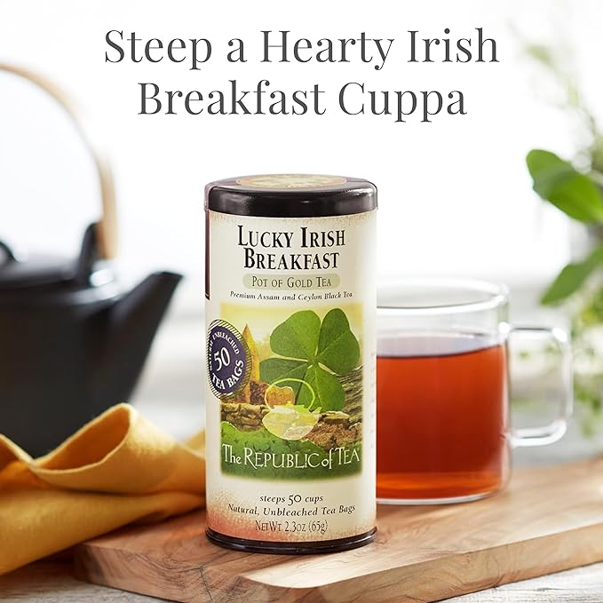 The Republic of Tea – Lucky Irish Breakfast Black Tea Bags, Naturally Caffeinated, 250 Servings