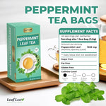 Load image into Gallery viewer, LeafLea 40 Peppermint Tea Bags, Natural Peppermint Leaf Herbal Tea with Cool Taste, Te De Menta for Gentle Digestive Support, Te De Hierba Buena, Caffeine-Free, Sugar-Free, Vegan, Individually Wrapped