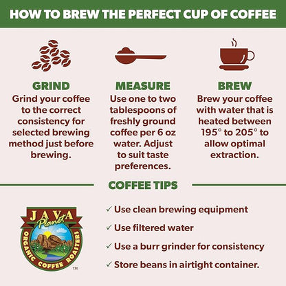 Low Acid Organic Coffee – Whole Bean, Mold-Free & Stomach Friendly by Java Planet, Peruvian Single Origin Decaf Coffee, Water Process, Medium Dark Roast, Smooth Full Flavored, 5LB Bag