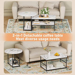 Load image into Gallery viewer, WOHOMO 48IN Faux Marble Wood Coffee Table with Adjustable Shelf, White Nesting Tables 2 in 1, Small Coffee Tables for Living Room