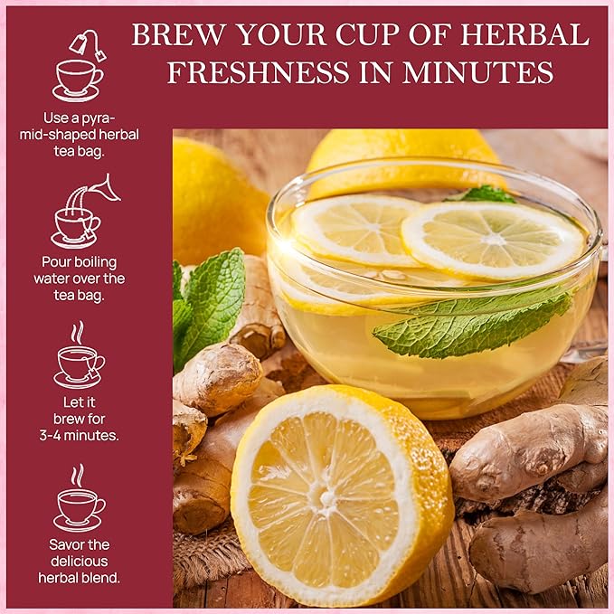 Tealeaf & Co. Orange Ginger Mint Tea Blended with Fresh Herbs and Spices - Herbal Tea Bags with Orange Peel, Ginger, Star Anise, Spearmint & Lemon Grass - Low Caffeine - Gluten Free - 50 Teabags