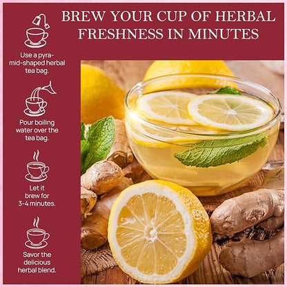 Tealeaf & Co. Orange Ginger Mint Tea Blended with Fresh Herbs and Spices - Herbal Tea Bags with Orange Peel, Ginger, Star Anise, Spearmint & Lemon Grass - Low Caffeine - Gluten Free - 50 Teabags