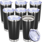 Load image into Gallery viewer, 20oz Tumbler Bulk Stainless Steel Tumbler Cup with Lid Vacuum Insulated Double Wall Travel Mug, Durable Powder Coated Travel Coffee Tumbler Mug for Hot &amp; Cold Drinks, Black,8 Pack