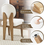 Load image into Gallery viewer, Mid-Century Modern Walnut Dining Chairs Set of 4, Vintage White Wooden Kitchen Chairs, Retro Upholstered Linen Cushioned Seat with Curved Backrest, Armless Accent Side Chair for Bedroom