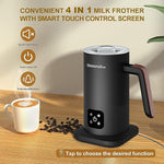 Load image into Gallery viewer, Electric Milk Frother, 4 in 1 Milk Steamer, 11.8oz/350ml Automatic Hot and Cold Foam Maker for Coffee, Latte, Cappuccino, Macchiato, Hot Chocolate, Stainless Steel Body, Matte Black