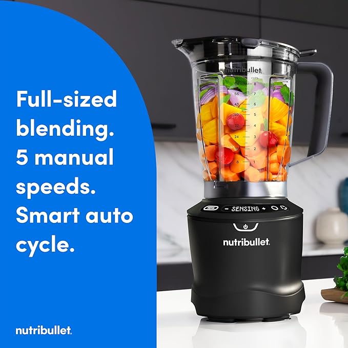 nutribullet SmartSense 5-speed, full-size blender, 1400 Watt- Matte Black