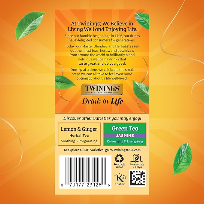 Twinings Honey and Vanilla Herbal Camomile Individually Wrapped Teabags, Soothing, Slightly Sweet & Naturally Caffeine-Free, 20 Count (Pack of 6), Enjoy Hot or Iced