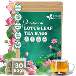 Load image into Gallery viewer, FreshDrinkUS, Premium 30 Lotus Leaf Tea Bags, 100% Natural &amp; Pure from Lotus Leaves. Loose Leaf Lotus Herbal Tea. Made with Eco-Conscious Tea Bags. No Sugar, No Caffeine, No Gluten, Vegan.