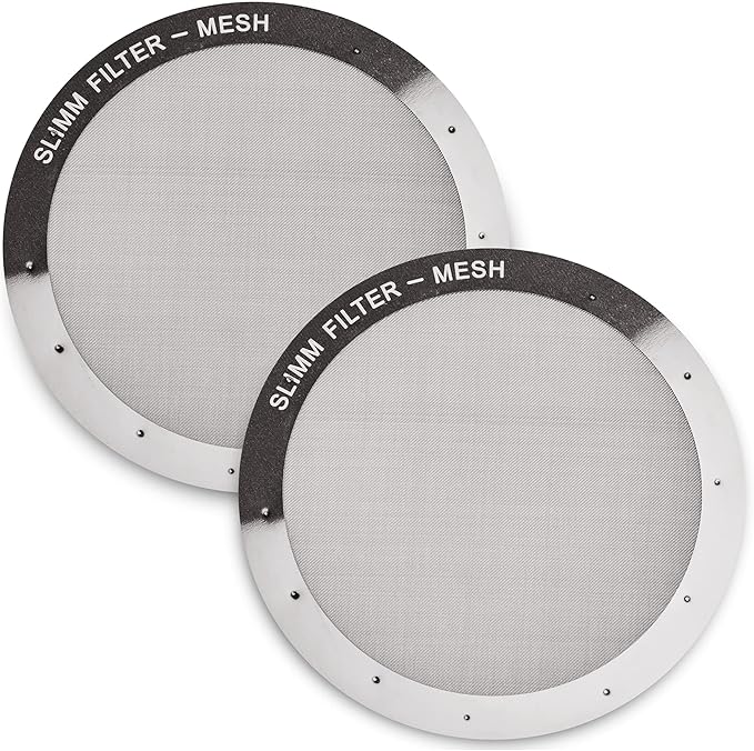 Reusable Filter Set by Slimm Filter - 2 Piece, Stainless Steel Metal - 2x Mesh Metal Filters For AeroPress Coffee & Espresso Maker, with Complimentary Recipe Book - Brew Barista-Grade Coffee At Home