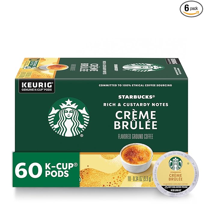 Starbucks K-Cup Coffee Pods, Crème Brûlée Flavored Coffee, Naturally Flavored, 100% Arabica, 6 boxes (60 pods total)