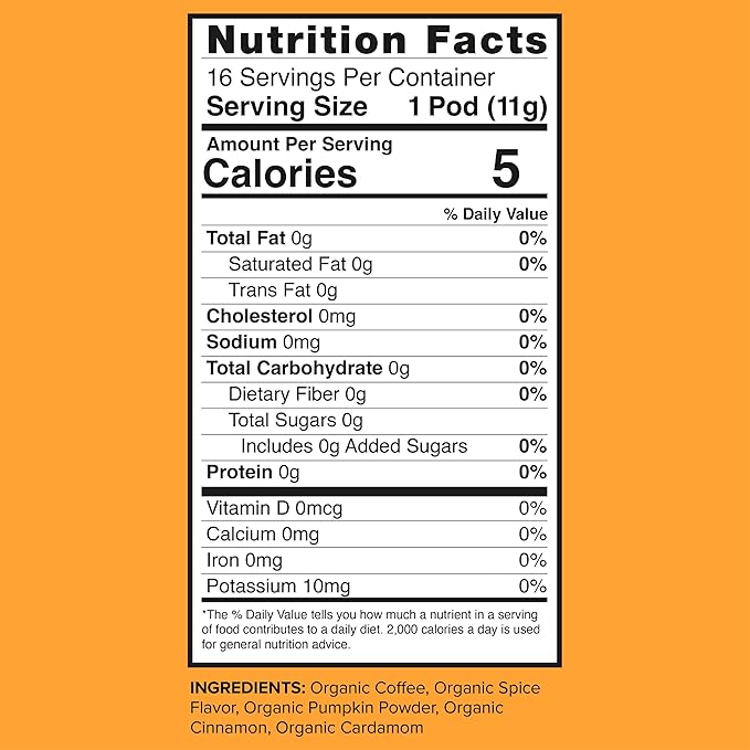 VitaCup Organic Pumpkin Spice Coffee Pods, Low Acid, Lab Tested for Mold, Toxins and Chemicals, Fair Trade Certified, Recyclable Single Serve Pods, 16ct