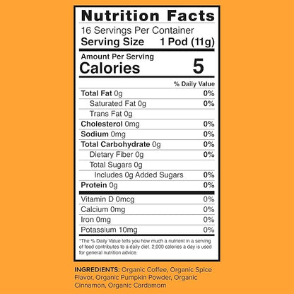 VitaCup Organic Pumpkin Spice Coffee Pods, Low Acid, Lab Tested for Mold, Toxins and Chemicals, Fair Trade Certified, Recyclable Single Serve Pods, 16ct