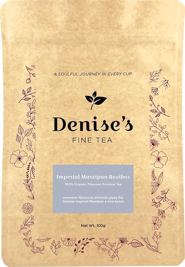 Denise's Fine Tea, USDA Organic, Imperial Marzipan Rooibos, Flavored Rooibos Tea, Caffeine-Free, Loose Leaf (100g)