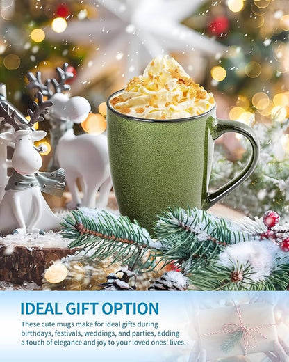 Ceramic Mugs 12oz,Large Ceramic Coffee Cups for Men, Women, Dad, Mom, Modern Coffee Mugs With Handle For Tea,Latte,Cappuccino,Cocoa. (green and blue 4pack)