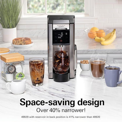 Hamilton Beach FlexBrew Advanced 5-in-1 Thermal Programmable 12 Cup Drip and Single Serve Hot & Iced Coffee Maker, Movable 60oz. Water Reservoir, Use Pod Packs and Grounds, Fast Brewing, Black (49929)