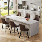 Load image into Gallery viewer, Swivel Bar Stools with Backs, 24" Counter Height Barstools Set of 6, Fabric Upholstered Counter Bar Stools with Solid Wood Legs for Kitchen Island, Home Bar, Brown