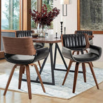 Load image into Gallery viewer, LUNLING Swivel Accent Faux Leather Dining Chairs Set of 4,Mid Century Modern Chairs with Wooden Legs/Armrest/Upholstered Seat/Adjustable Foots for Kitchen Dining Room Desk Chairs,Black