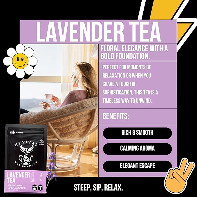 Revival Tea Company Lavender Tea - Black Tea Blend with Lavender Flowers - 24 Tea Bags