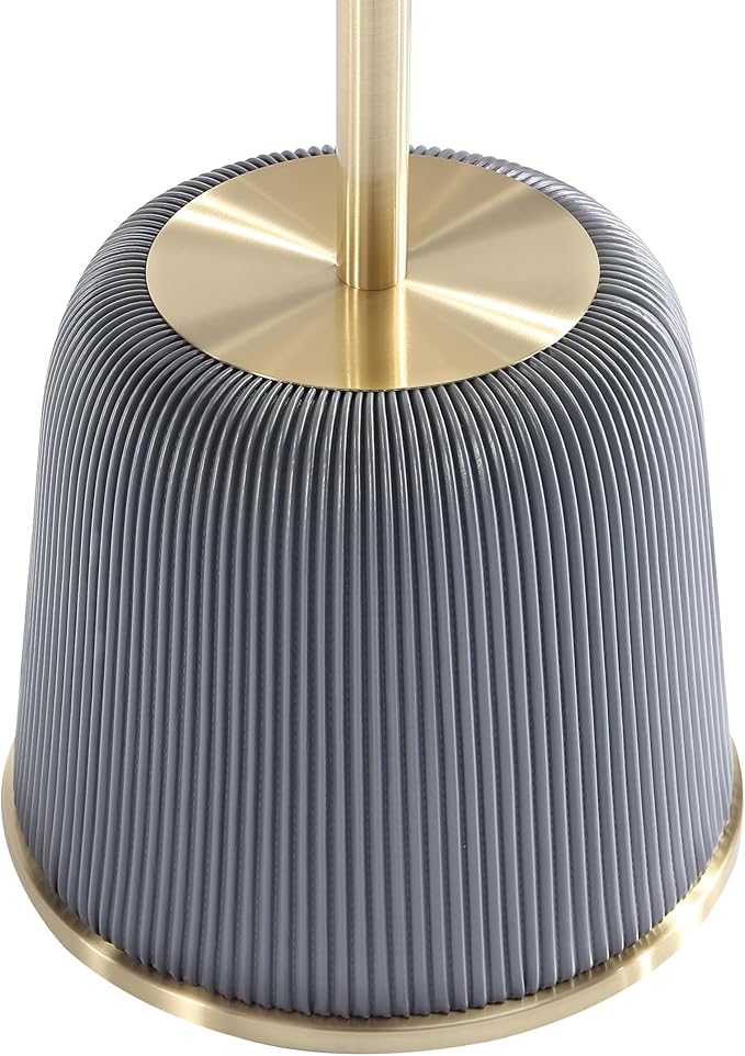 Manhattan Comfort Modern Anderson Coffee Table, 1.0 & 2.0 End Table, Upholstered in Grey Leatherette with Ceramic Faux Tabletop and Gold Metal Tabletop- Set of 3