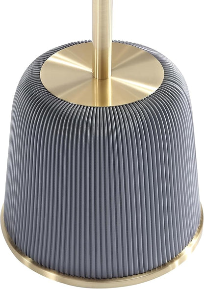 Manhattan Comfort Modern Anderson Coffee Table, 1.0 & 2.0 End Table, Upholstered in Cream and Grey Leatherette with Ceramic Faux Tabletop and Gold Metal Tabletop- Set of 3