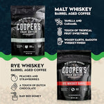 Load image into Gallery viewer, Bourbon &amp; Whiskey Barrel Aged Coffee Box Set with Four Whole Bean Single Origin Coffees (Colombia, Sumatra, Ethiopia, Rwanda) Premium Small-Batch Gourmet Roasted Coffee Gift (Pack or 4)