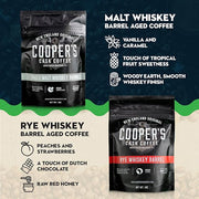 Bourbon & Whiskey Barrel Aged Coffee Box Set with Four Whole Bean Single Origin Coffees (Colombia, Sumatra, Ethiopia, Rwanda) Premium Small-Batch Gourmet Roasted Coffee Gift (Pack or 4)