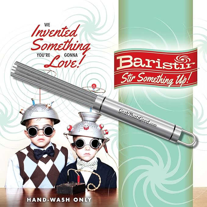 The Baristir by Gosh That's Good – Barista Mixing Tool for Coffee Shops | Handheld Stirrer for Coffee, Matcha, Tea | Fast Mixing, No Clumps, Foam Control | Replaces Spoons | Smooth Blends