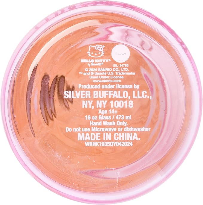 Silver Buffalo Sanrio Hello Kitty Gold 2 Pack Pink Glass Jar Tumbler with Bamboo Lid and Glass Straw, 16 Ounces