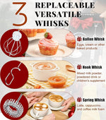 Load image into Gallery viewer, YUSWKO Milk Frother Handheld for Coffee with Stand, Rechargeable Drink Mixer with 3 Heads 3 Speeds Electric Coffee Frother Whisk, Gift for Many Occasions and Festival