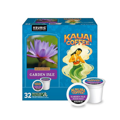 Kauai Coffee K-Cup Pods for Keurig Brewers – Arabica Coffee, 10% Hawaiian – Medium Roast, Bright Aroma With Light Floral Notes – Garden Isle, 1 Pack of 32 Single Serve K-Cups