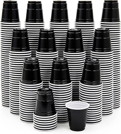 Lilymicky 600 PACK 2 oz Plastic Shot Glasses, Mini Black Disposable Shot Cups for Parties, Carnivals, and Any Events