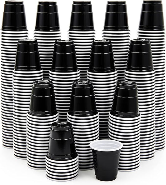 Lilymicky 600 PACK 2 oz Plastic Shot Glasses, Mini Black Disposable Shot Cups for Parties, Carnivals, and Any Events