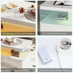 Load image into Gallery viewer, Spurgehom Contemporary Coffee Tables for Living Room, LED Coffee Table with Rounded Corner in 16 Colors, High Gloss 2 Tiers Table with Hidden Power Supply