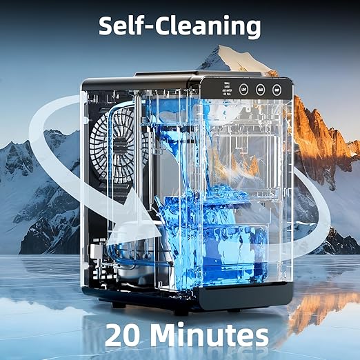 Antarctic Star Ice Maker, 26lbs in 24Hrs, 8 Cubes in 6 Mins, 0.8L Tank & 1.1lb Storage, Auto Clean with Basket & Scoop, Portable for Home/Kitchen/Camping/RV