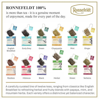 Ronnefeldt 100% Mountain High – German Herbal Tea with Lemon Balm, Peppermint, Sage & Thyme – Loose Leaf in 15 Individually Wrapped Bags – Naturally Caffeine-Free & Vegan-Friendly