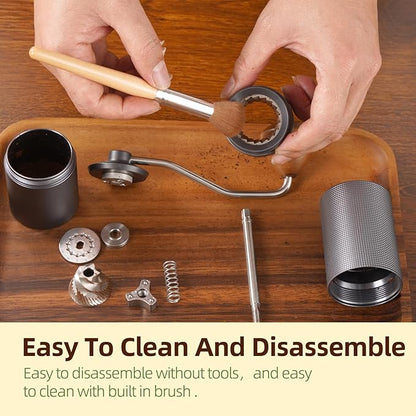 Popsweet C38 Manual Coffee Grinder With Detachable Stainless Steel Tapered Outer Burrs, Grinding 400 pounds Coffee Beans, 36 Manual Adjustable Espresso Grinder, Perfect For Homes, Offices, And Camping