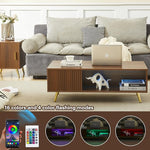Load image into Gallery viewer, COSVALVE 41.3IN LED Walnut Coffee Tables for Living Room with 16 Colors LED Lights, Modern Minimalist Coffee Table with Fluted Panel, Rectangle Center Table Game Table
