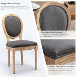 Load image into Gallery viewer, French Country Dining Chairs Set of 4, Vintage Wooden Dining Chairs with Fabric Upholstered Seat&amp;Oval Backrest,Solid Wood Legs&amp;Frame, Farmhouse Kitchen&amp;Living Room Chairs(Dark Gray,4 Pcs)