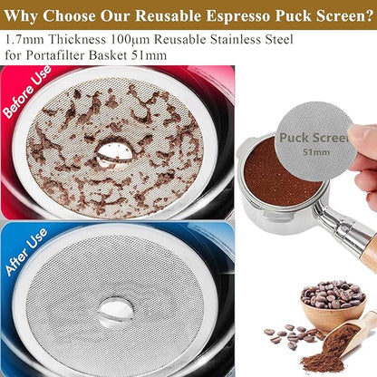 51mm Tamper Espresso Accessories Kit: Espresso Tamper Set, Coffee Tamper Set Barista Tools Coffee Tools | Espresso Kit Fits Espresso Machines of 51mm Portafilters, Tested by Professional Baristas