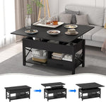 Load image into Gallery viewer, Lift Top Coffee Table with Storage, Black Lift Top Coffee Table with Drawers and Hidden Compartment, Multi-Functional Center Table, Lift Tabletop Dining Center Table for Home Living Room Office