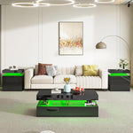 Load image into Gallery viewer, AMERLIFE High Gloss LED Coffee Table, Modern 2-Tier Center Table with LED Lights, Open Storage Space, 40in Simple Rectangular Sofa Side Table for Living Room, Black