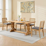 Load image into Gallery viewer, French Country Dining Chairs Set of 8, Grey Modern Kitchen &amp; Dining Room Chairs, Rattan Dining Chair with Linen Upholstered Cushion, Low Cane Back, Wood Legs, Sillas de Comedor (Gray, 8 Pcs)