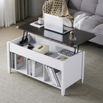 Load image into Gallery viewer, VINGLI Lift Top Coffee Table, White, with Storage Shelf/Hidden Compartment, Gas Lifting Mesa De Centro para Sala Pop Up Coffe Table