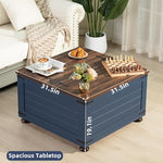 Load image into Gallery viewer, Farmhouse Coffee Table with Hidden Storage, 59 Gallon Square Center Table for Living Room, Rustic Wood Cocktail Tables with Flip-Top Lids, Farm House Tables with Wooden Gourd Feet, Navy Blue