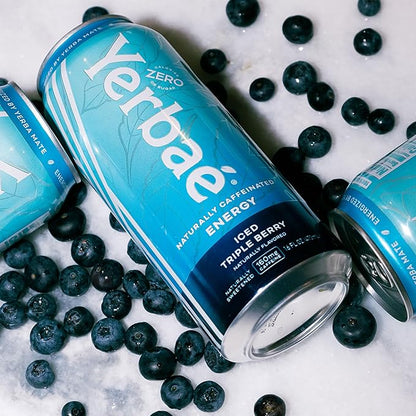 Yerbaé Energy Beverage - Iced Triple Berry, 0 Sugar, 0 Calories, 0 Carbs, Energized by Yerba Mate. Yerbae is a Plant-Based, Healthy Alternative to Sugary Energy Drinks, 16oz cans (12 Pack)