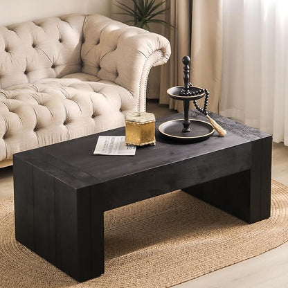 Wood Coffee Table Farmhouse Wooden Coffee Tables for Living Room, Rectangle Tea Table, Rustic Coffee Table