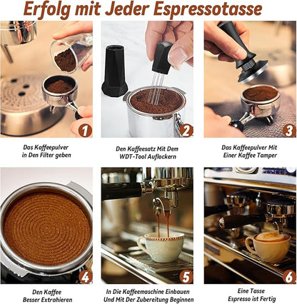 58mm Espresso Accessories Kit, Espresso Tamper Tools, 58mm Tamper with Espresso Distribution Tool and Silicone Tamper Mat, Coffee Tamper Set, Espresso Machine Accessories for 58mm Portafilters