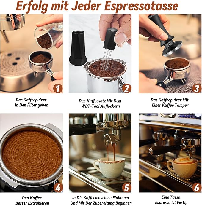 58mm Espresso Accessories Kit, Espresso Tamper Tools, 58mm Tamper with Espresso Distribution Tool and Silicone Tamper Mat, Coffee Tamper Set, Espresso Machine Accessories for 58mm Portafilters