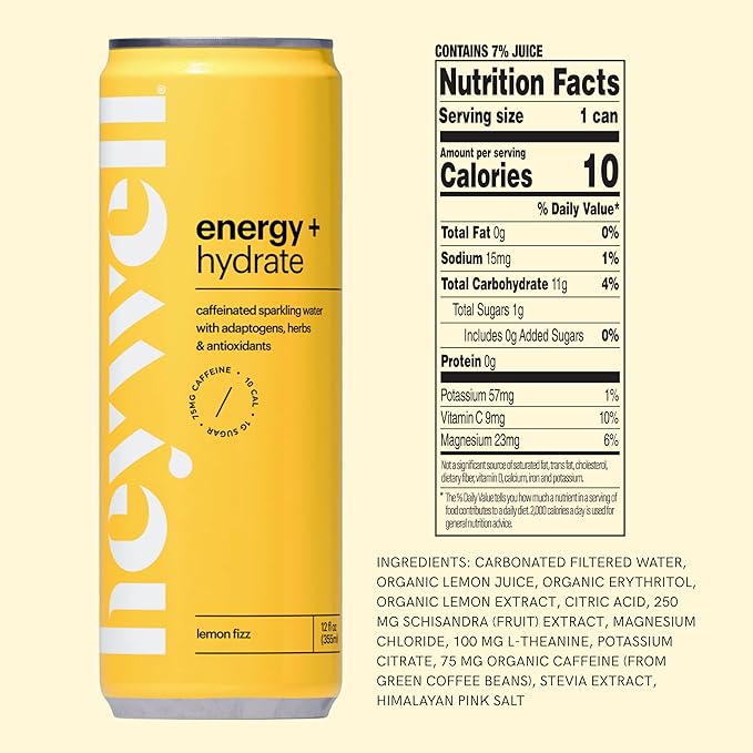 Heywell Sparkling Adaptogenic, Water Energy and Focus, Energy Variety Pack, 12 Fluid Ounce (Pack of 12) - Caffeinated, Organic, Non GMO, Vegan, Gluten Free, Dairy Free