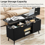 Load image into Gallery viewer, LEYAOYAO 48" Fluted Lift Top Coffee Table with Hidden Storage &amp; Adjustable Shelves, Lifting Tabletop Large Rectangular Coffee Tables, Mid Century Modern Wood Center Table for Living Room,Black